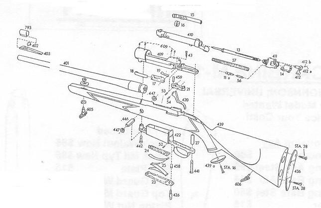 Tekening van de Onderdelen van een Parker Hale Mauser
